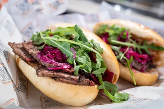 Italian beef sandwich au jus peppers